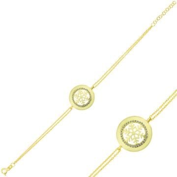 925 Ayar Gümüş Gold Kar Tanesi Bileklik