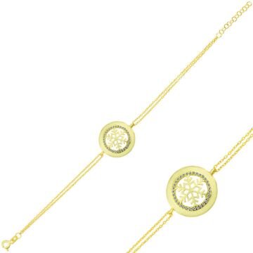 925 Ayar Gümüş Gold Kar Tanesi Bileklik