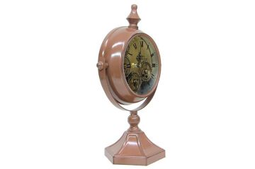 Masaüstü Mat Kahve Çarklı Saat Roma Rakamlı Köstek Modeli