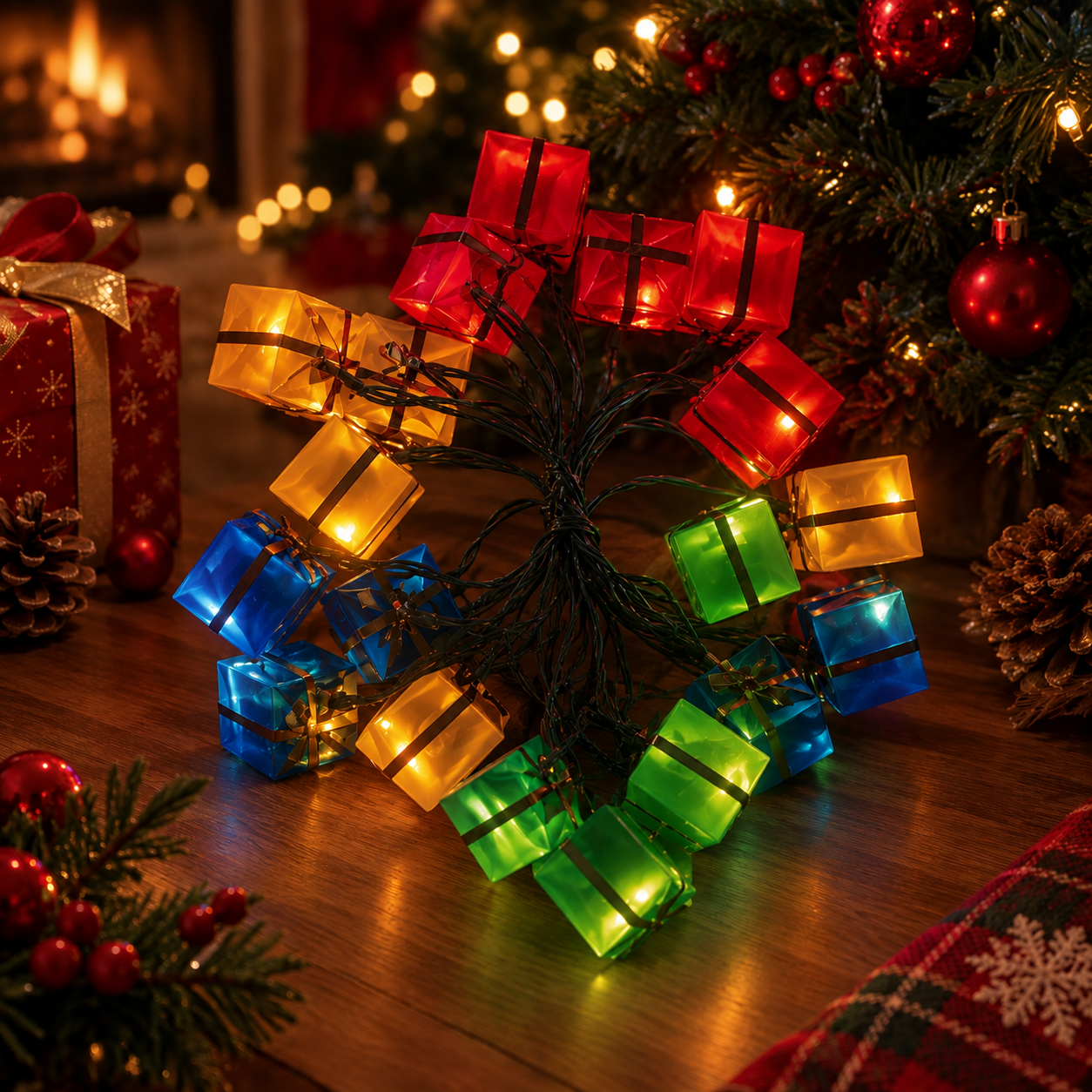 4 Metre 20 Led Pilli 2 Kademeli Yılbaşı Ağacı Süsü Led Işık