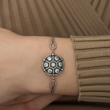 925 Ayar Gümüş Rose Elmas Montür Bileklik
