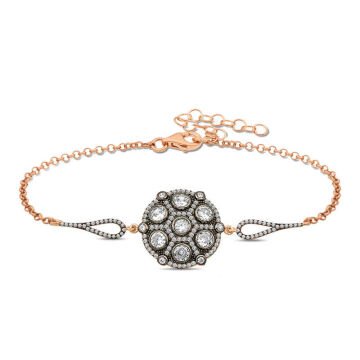 925 Ayar Gümüş Rose Elmas Montür Bileklik
