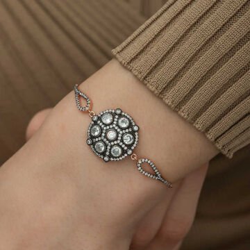 925 Ayar Gümüş Rose Elmas Montür Bileklik