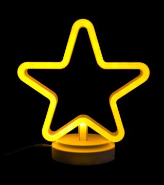 Neon Işıklı Yıldız Masa Gece Lambası Pil+Usb