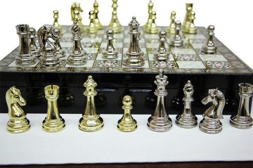 Satranç Taşı Zamak Kutulu Satranç Takımı Seti Hediyelik