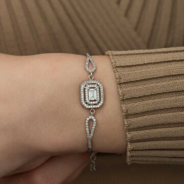 925 Ayar ​Gümüş Dikdörtgen Baget Bileklik