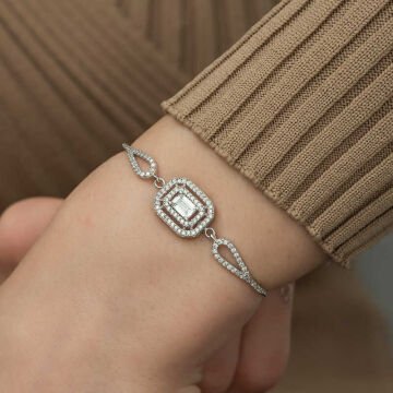 925 Ayar ​Gümüş Dikdörtgen Baget Bileklik
