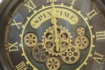 Yuvarlak Spintime Yeşiloksit Çarklı Metal Duvar Saati Hediyelik