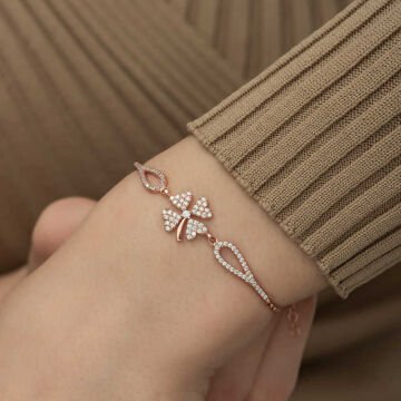 925 Ayar Gümüş Rose Yonca Bileklik