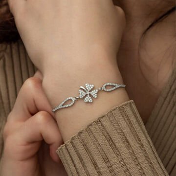 925 Ayar Gümüş Yonca Bileklik