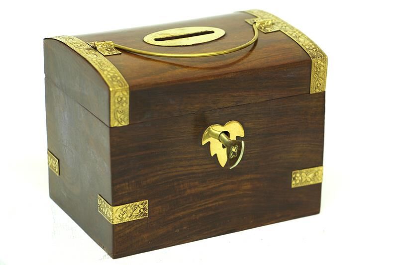 Kumbara Kilitli Ahşap Kutu Kumbara Hediyelik