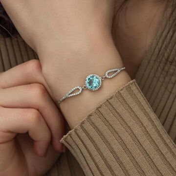 925 Ayar Gümüş Aquamarine Bileklik