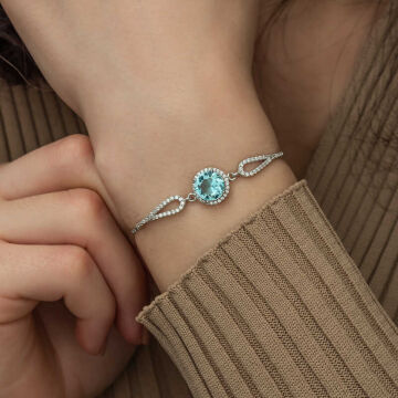 925 Ayar Gümüş Aquamarine Bileklik