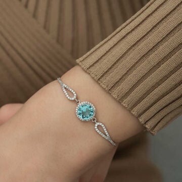 925 Ayar Gümüş Aquamarine Bileklik
