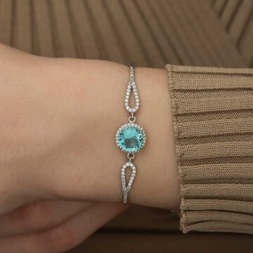925 Ayar Gümüş Aquamarine Bileklik