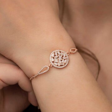 925 Ayar Gümüş Rose Baget Taşlı Bileklik
