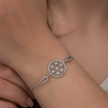 925 Ayar ​Gümüş Yaşam Çiçeği Bileklik
