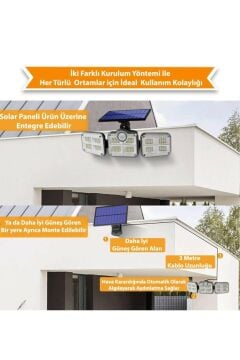 Kumandalı Solar Güneş Enerjili 122 Ledli Hareket Sensörlü Bahçe Aydınlatma