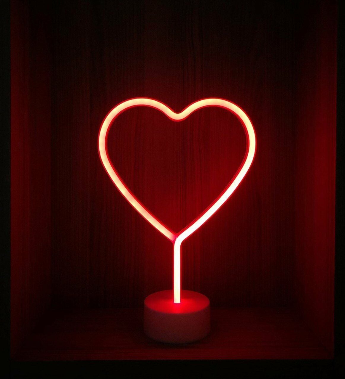 Neon Işıklı Kalp Masa Gece Lambası PİL+USB