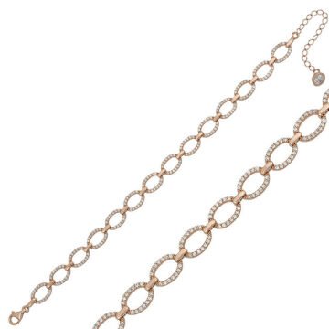 925 Ayar Gümüş Rose Oval Taşlı Bileklik