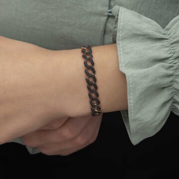 925 Ayar Gümüş Siyah Taşlı Gurmet Bileklik