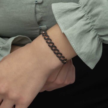 925 Ayar Gümüş Siyah Taşlı Gurmet Bileklik