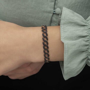 925 Ayar Gümüş Siyah Taşlı Gurmet Bileklik