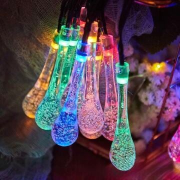 7m 50 Led Damla 8 Fonksiyonlu Solar Panelli-RGB