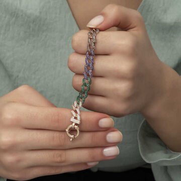 925 Ayar Gümüş Renkli Taşlı Gurmet Bileklik