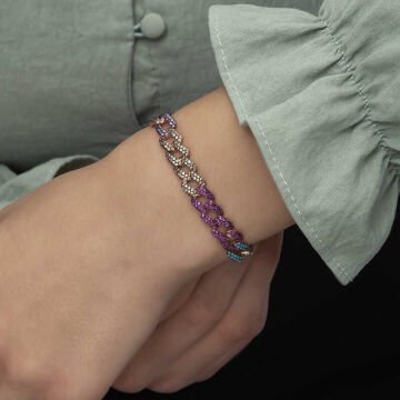 925 Ayar Gümüş Renkli Taşlı Gurmet Bileklik