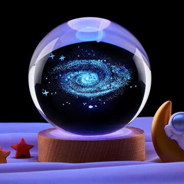 Toz Bulutu Tasarımlı Renk Değiştiren Cam Küre Ve Işıklı Anahtarlık