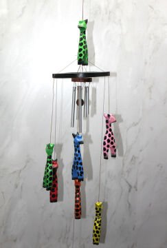 Ahşap Zürafalı Rüzgar Çan