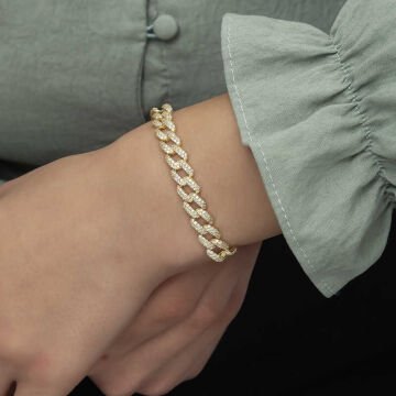 925 Ayar Gümüş Gold Taşlı Gurmet Bileklik