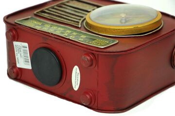 Dekoratif Metal Radyo Saatli Kumbara Vintage Biblo Hediyelik