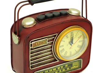 Dekoratif Metal Radyo Saatli Kumbara Vintage Biblo Hediyelik