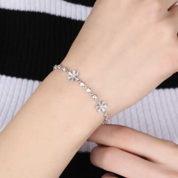 925 Ayar Gümüş Çiçek Bileklik